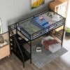 Metal Twin Size Loft Bed With Desk, Black - ModernLuxe 2 Metal Twin Size Loft Bed With Desk, Black - ModernLuxe -Children Products Store GUEST 3f66c769 6a40 4079 bbd3 7ba248d80540
