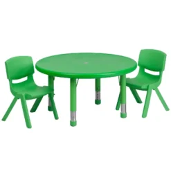 Emma And Oliver 33" Round Plastic Height Adjustable Activity Table Set With 2 Chairs -Children Products Store GUEST 3fc3900a c6da 4aba 8d2b 0b5f6306e3a4
