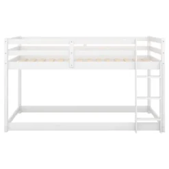 Twin Over Twin Floor Bunk Bed With Ladder - ModernLuxe -Children Products Store GUEST 401f5cf5 cad7 4266 901a 92459caccc32