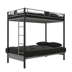 Twin Over Futon Maxence Metal Bunk Bed Silver/Black - Room & Joy -Children Products Store GUEST 41b14ab5 db1f 43a3 a2e2 5e208496455c