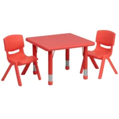 Flash Furniture 24" Square Plastic Height Adjustable Activity Table Set With 2 Chairs -Children Products Store GUEST 44190d74 5583 4b7c ba5b 8ebf787a975e