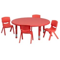 Flash Furniture 45" Round Plastic Height Adjustable Activity Table Set With 4 Chairs 21 Flash Furniture 45" Round Plastic Height Adjustable Activity Table Set With 4 Chairs -Children Products Store GUEST 460b6e5d b99d 437c 806d 0836284f2fa0