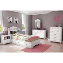 Twin Tiara Mates Bed With 3 Drawers Pure White - South Shore -Children Products Store GUEST 46d29b5e 85cf 4ee4 8eb0 976511a97290