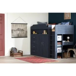 Twin Asten Loft Bed With Desk Blueberry - South Shore -Children Products Store GUEST 47fbfbad b91e 4f97 b2fb bc058483a2cf