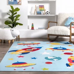 NuLOOM Eddie Outer Space Machine Washable Kids Area Rug -Children Products Store GUEST 498a964f c531 40b9 a548 d5c8ef24c1f4