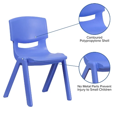 Flash Furniture 4 Pack Blue Plastic Stackable School Chair With 13.25'' Seat Height 4 Flash Furniture 4 Pack Blue Plastic Stackable School Chair With 13.25'' Seat Height - Image 2