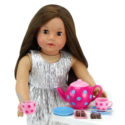 Sophia’s 17 Piece Tea Set With Petit Four Cakes For 18" Dolls, Pink 4 Sophia’s 17 Piece Tea Set With Petit Four Cakes For 18" Dolls, Pink - Image 2