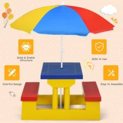 Costway Kids Picnic Table Set W/Removable Umbrella Indoor Outdoor Garden Patio -Children Products Store GUEST 50eb83ad bdc1 4f8c b527 e44dc3814ee6