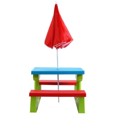 Costway 4 Seat Kids Picnic Table W/Umbrella Garden Yard Folding Children Bench Outdoor 9 Costway 4 Seat Kids Picnic Table W/Umbrella Garden Yard Folding Children Bench Outdoor - Image 7