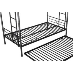 Twin Over Twin Metal Bunk Bed With Trundle Bed And Ladders-ModernLuxe 27 Twin Over Twin Metal Bunk Bed With Trundle Bed And Ladders-ModernLuxe -Children Products Store GUEST 55516886 10b2 479e 927c 972447de1a55