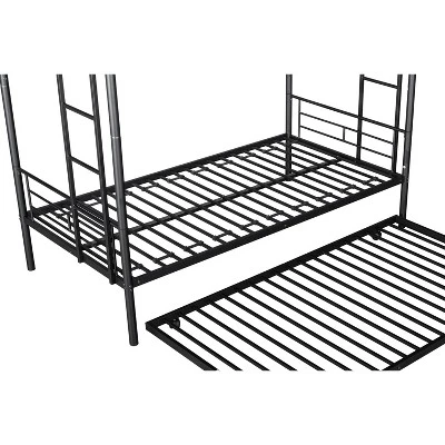 Twin Over Twin Metal Bunk Bed With Trundle Bed And Ladders-ModernLuxe 14 Twin Over Twin Metal Bunk Bed With Trundle Bed And Ladders-ModernLuxe - Image 12