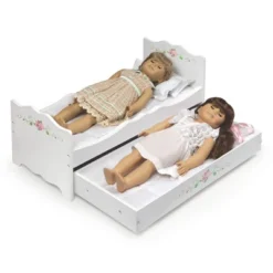 Badger Basket White Rose Doll Bed With Trundle -Children Products Store GUEST 555b984a 7810 4fe5 a24c 4a4342b31513