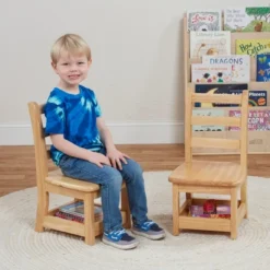 ECR4Kids Three Rung Ladderback Chairs With Storage, 2-Pack - Natural -Children Products Store GUEST 56b60034 d8bf 4c18 8d5c 1bb3716d5d16