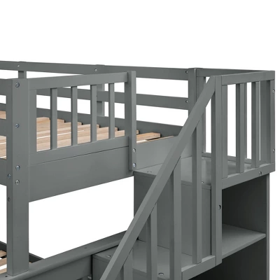Twin-Over-Full Bunk Bed With Storage Stairs And Guard Rail - ModernLuxe 10 Twin-Over-Full Bunk Bed With Storage Stairs And Guard Rail - ModernLuxe - Image 8