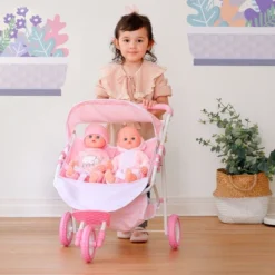 Olivia's Little World Double Twin Baby Doll Pram Stroller Pink Stars OL-00012 -Children Products Store GUEST 5bdf2554 0621 4b5c b043 6d8989655e78