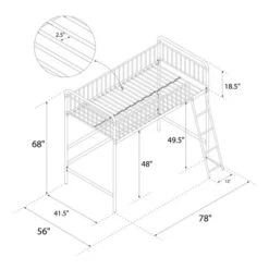 Twin Kaila Metal Loft Bed Rose Gold - Room & Joy -Children Products Store GUEST 5da76ac4 4ff7 4130 87ae 9a6317684655