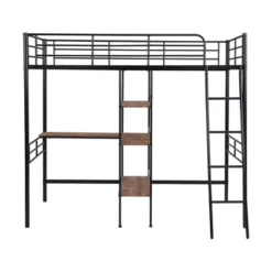 Twin Size Metal Loft Bed With Built-in Desk And Shelves - ModernLuxe -Children Products Store GUEST 5ed21fbd a90c 438d a9c7 e1634de5407f