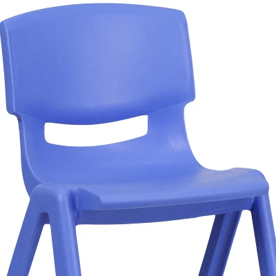 Flash Furniture 4 Pack Blue Plastic Stackable School Chair With 13.25'' Seat Height 6 Flash Furniture 4 Pack Blue Plastic Stackable School Chair With 13.25'' Seat Height - Image 4