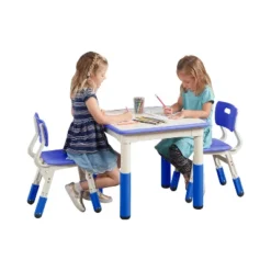 ECR4Kids Square Resin Dry-Erase Adjustable Activity Table With 2 Chairs (3-Piece Set) -Children Products Store GUEST 5f614259 4d06 45f5 a5ca 252d324ce469