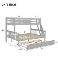 Twin Over Full Bunk Bed With Trundle Bed, Ladder And Safety Rails-ModernLuxe -Children Products Store GUEST 5feb7e9d 788e 4de8 990e 3a9a9530831c