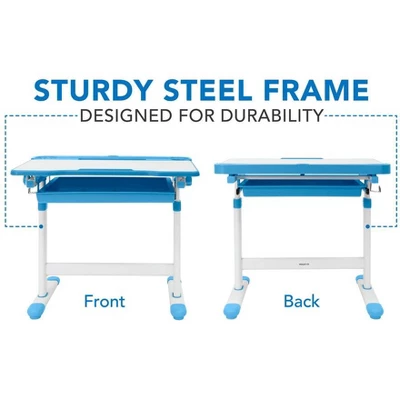 Mount-It! Kids Desk And Chair Set | Height Adjustable Ergonomic Children's School Workstation With Storage Drawer | Blue 3 Mount-It! Kids Desk And Chair Set | Height Adjustable Ergonomic Children's School Workstation With Storage Drawer | Blue