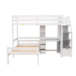 Twin Size Loft Bed With Separate Bed, Staircase For Storage, Desk, Shelves And Drawers - ModernLuxe -Children Products Store GUEST 62a136a8 57d3 4c10 b366 e6538bbe3d25