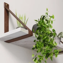 Brandon Vintage Matte Faux Marble Wall Shelf Brown - Nathan James -Children Products Store GUEST 6358ffdf 134c 427b b53b 3af68483e1a8