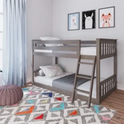 Max & Lily Twin Over Twin Low Bunk Bed