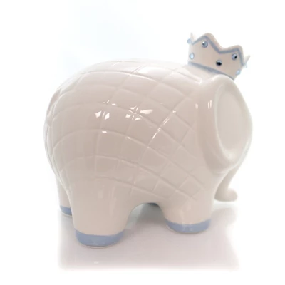Bank White/Blue Coco Elephant Bank - One Bank 7.75 Inches - Baby Hand Painted - 3781Bl - Ceramic - Off-White 4 Bank White/Blue Coco Elephant Bank - One Bank 7.75 Inches - Baby Hand Painted - 3781Bl - Ceramic - Off-White - Image 3