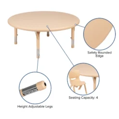 Flash Furniture 45" Round Plastic Height Adjustable Activity Table Set With 4 Chairs 16 Flash Furniture 45" Round Plastic Height Adjustable Activity Table Set With 4 Chairs -Children Products Store GUEST 6501bf25 79a6 4bb0 8a3f d6c52967223d