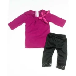 Sophia’s Tunic-Length T-Shirt Dress & Sequin-Trimmed Leggings For 18” Dolls, Berry/Black