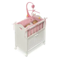 Badger Basket Cabinet Doll Crib With Gingham Bedding And Free Personalization Kit - White/Pink -Children Products Store GUEST 66d8db5e 4f1b 44ba bfd7 ee77c95876b6