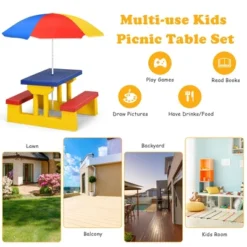 Costway Kids Picnic Table Set W/Removable Umbrella Indoor Outdoor Garden Patio -Children Products Store GUEST 67260cd6 805b 40d6 8820 4ead705fdc5c