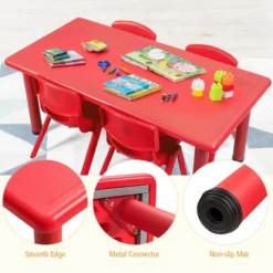 Costway Kids Plastic Rectangular Learn And Play Table Playroom Kindergarten Home Red 16 Costway Kids Plastic Rectangular Learn And Play Table Playroom Kindergarten Home Red -Children Products Store GUEST 675679d4 b25d 4b43 a483 ebccd3cb01ab