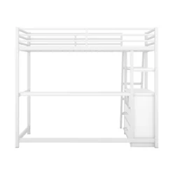 Twin Size Metal Loft Bed With Desk, Shelves And Two Built-in Drawers - ModernLuxe -Children Products Store GUEST 69138d62 02de 4bed a209 1424b3cded3a