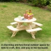 Gardenised Wooden Kids Round Picnic Table Bench, Outdoor Children's Backyard Table, Crafting, Dining, And Playtime Patio Table -Children Products Store GUEST 6a338b41 e9e9 490d 82ca b2a5e542e97c