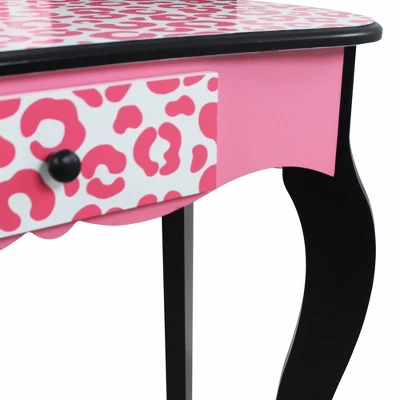 Fashion Leopard Prints Gisele Play Wooden Vanity Set Pink / Black - Teamson Kids 6 Fashion Leopard Prints Gisele Play Wooden Vanity Set Pink / Black - Teamson Kids - Image 4