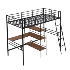 Twin Size Metal Loft Bed With Built-in Desk And Shelves - ModernLuxe -Children Products Store GUEST 6b53c71d 13c1 4fc0 af5c 50f517ad7436