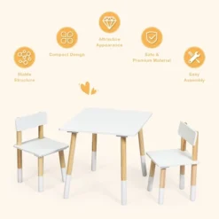 Costway Kids Wooden Table & 2 Chairs Set Children Activity Table Set -Children Products Store GUEST 6e3507c8 c81f 4f25 a08a d8d7c9a5850d