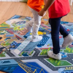 KC CUBS | Justice League Boy & Girl Kids Metropolis City Road Car Vehicle Traffic Educational Learning & Game Nursery Classroom Rug -Children Products Store GUEST 6e42f81c ecab 4acb 849f 607e11e4093c