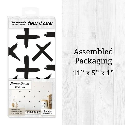 Black Watercolor Swiss Crosses Wall Decor - Decalcomania 3 Black Watercolor Swiss Crosses Wall Decor - Decalcomania