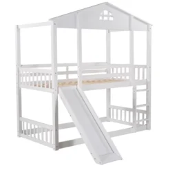 Twin Over Twin House Shaped Bunk Bed With Convertible Slide And Ladder-ModernLuxe -Children Products Store GUEST 71289899 6f12 4411 ae94 2377cec115dc