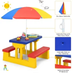 Costway Kids Picnic Table Set W/Removable Umbrella Indoor Outdoor Garden Patio -Children Products Store GUEST 717828dc 67e8 4558 8b83 36122303d1fe