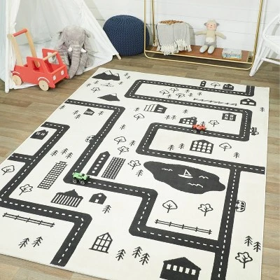 4'1"x5'6" Roadmap Black/White Rug - Balta Rugs 3 4'1"x5'6" Roadmap Black/White Rug - Balta Rugs
