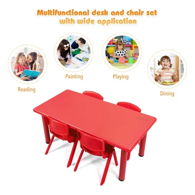 Costway Kids Plastic Rectangular Learn And Play Table Playroom Kindergarten Home Red 11 Costway Kids Plastic Rectangular Learn And Play Table Playroom Kindergarten Home Red - Image 9