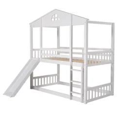 Twin Over Twin House Shaped Bunk Bed With Convertible Slide And Ladder-ModernLuxe -Children Products Store GUEST 74896750 9c23 4df3 b5ed c64c1429ef3a