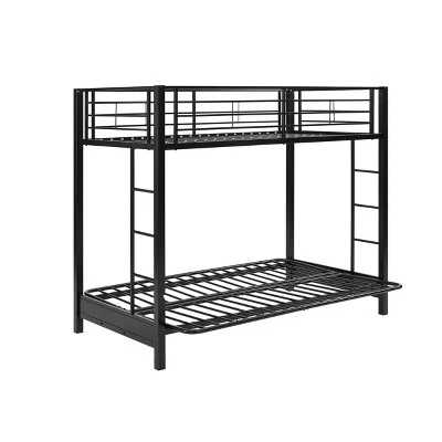 Twin Over Futon Analise Metal Bunk Bed Black - Saracina Home 5 Twin Over Futon Analise Metal Bunk Bed Black - Saracina Home - Image 3