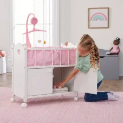 Badger Basket Cabinet Doll Crib With Gingham Bedding And Free Personalization Kit - White/Pink -Children Products Store GUEST 75700f9b bee4 496d 9c8f 2b475e7b0478