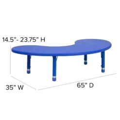 Emma And Oliver 35"W X 65"L Half-Moon Plastic Height Adjustable Activity Table -Children Products Store GUEST 7700d699 06c4 496c 99ed 5e2d2593c7e7