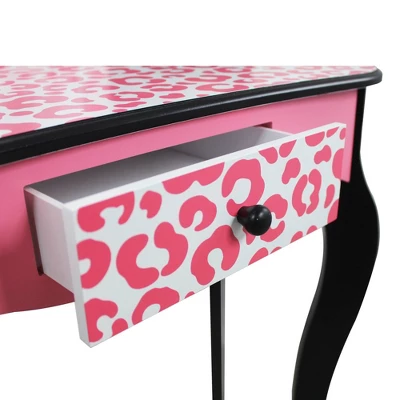 Fashion Leopard Prints Gisele Play Wooden Vanity Set Pink / Black - Teamson Kids 7 Fashion Leopard Prints Gisele Play Wooden Vanity Set Pink / Black - Teamson Kids - Image 5